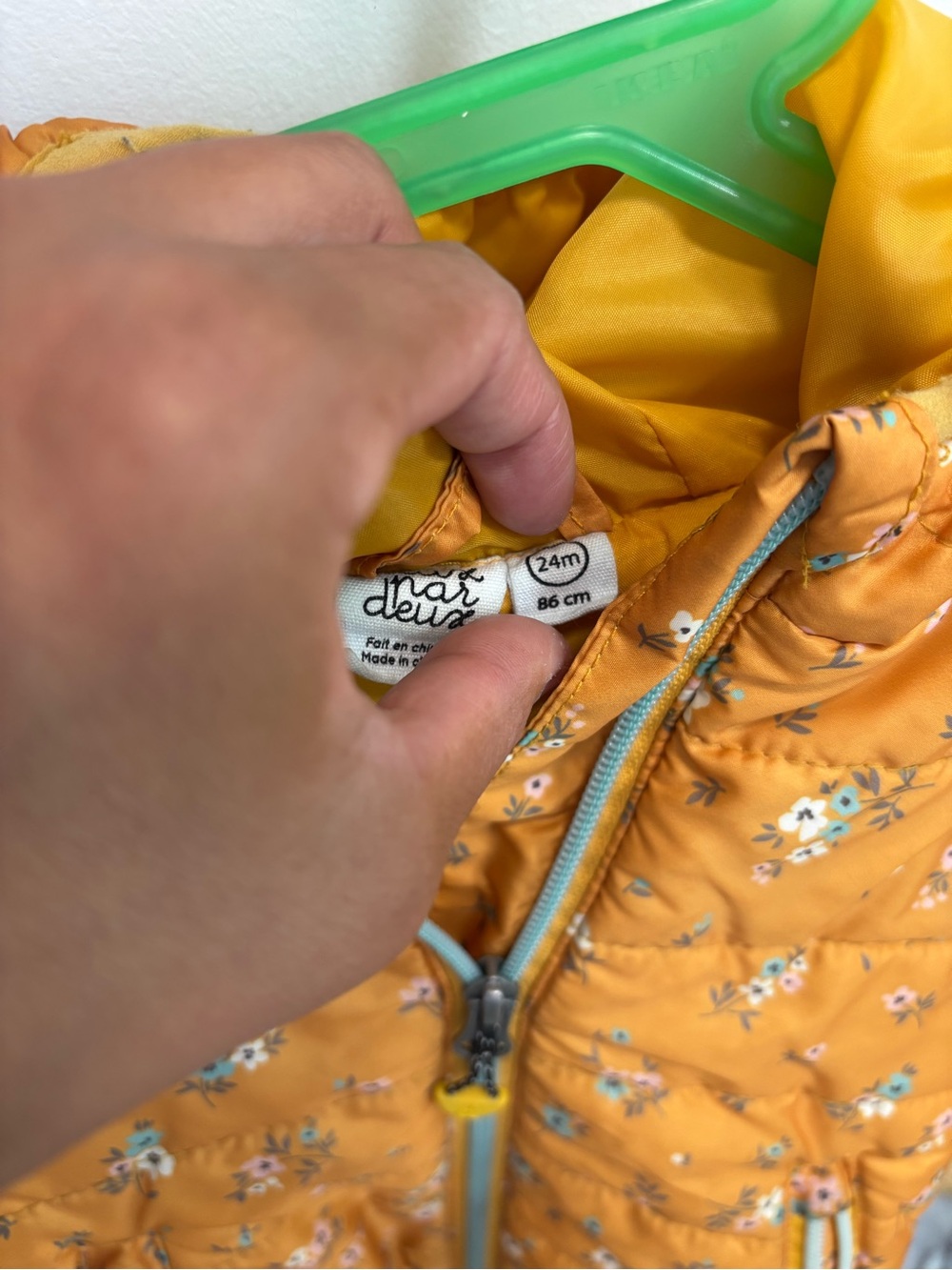 deux par deux Mustard Floral Quilted Puffer Jacket